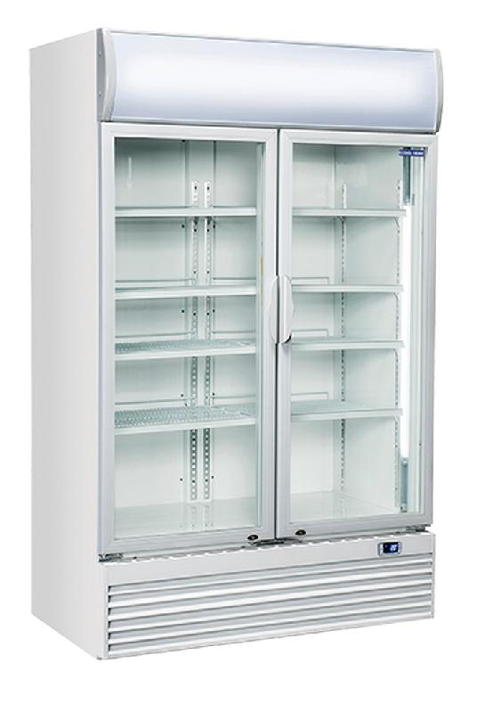 Réfrigérateur positif blanc pour boissons 2 portes vitrées + panneau publicitaire 1000l - DC 1000H - CH_0