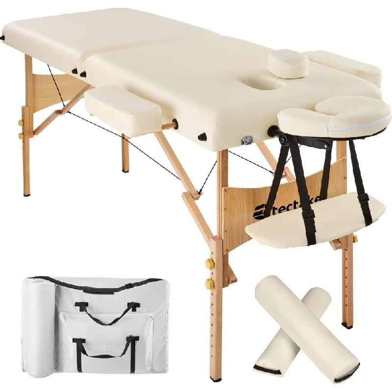 TABLE DE MASSAGE PLIANTE 2 ZONES 7,5 CM D’ÉPAISSEUR BEIGE 2008132_0