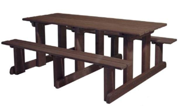 Table de pique-nique extérieur en plastique recyclé - Sans enjambements - 3 pieds - traitement anti-UV_0