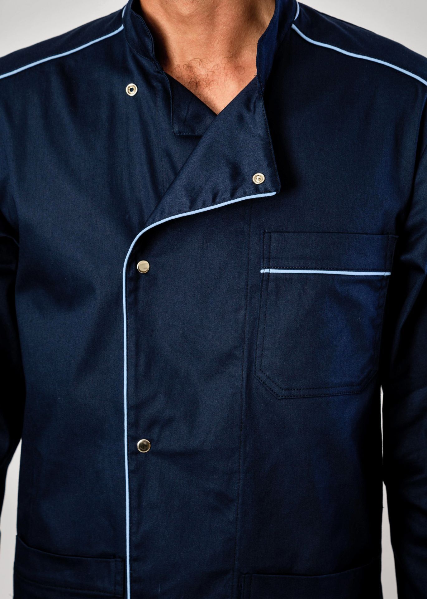 Veste de cuisine mixte - modèle Théoule - col mao - personnalisable - Made in France_0