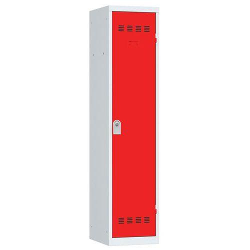 Vestiaire industrie salissante - 1 moraillon - gris clair et rouge - Dimensions 400 x 500 x 1800 mm_0
