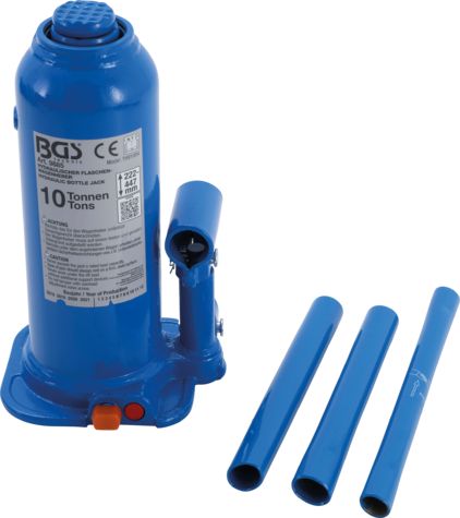 9885 - Cric à vérin hydraulique BGS Technic - Capacité de chargement 10T - Avec soupape de sécurité et tige de piston télescopique_0