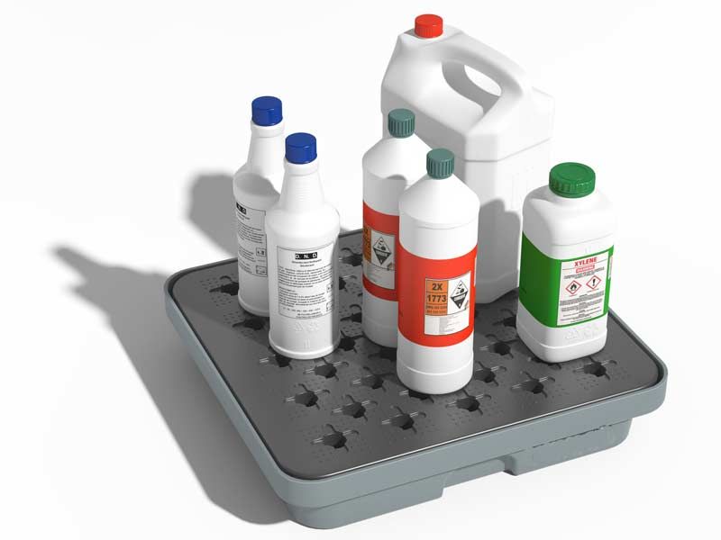 Bac de rétention de 10 L en plastique (polyéthylène) - Gris ou Vert anis - Caillebotis amovible et charge 35 kg_0