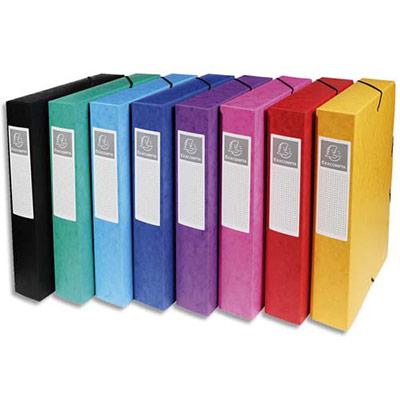 BOÎTE DE CLASSEMENT EXACOMPTA EXABOX - EN CARTE LUSTREE 7/10E - DOS 6 CM - COLORIS ASSORTIS - LOT DE 8