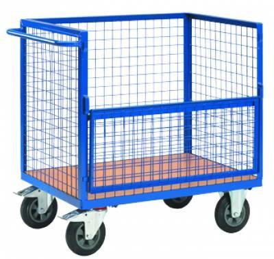 Chariot de stockage grillagé - côté rabattable - Longueur 1000 mm - Rolléco_0