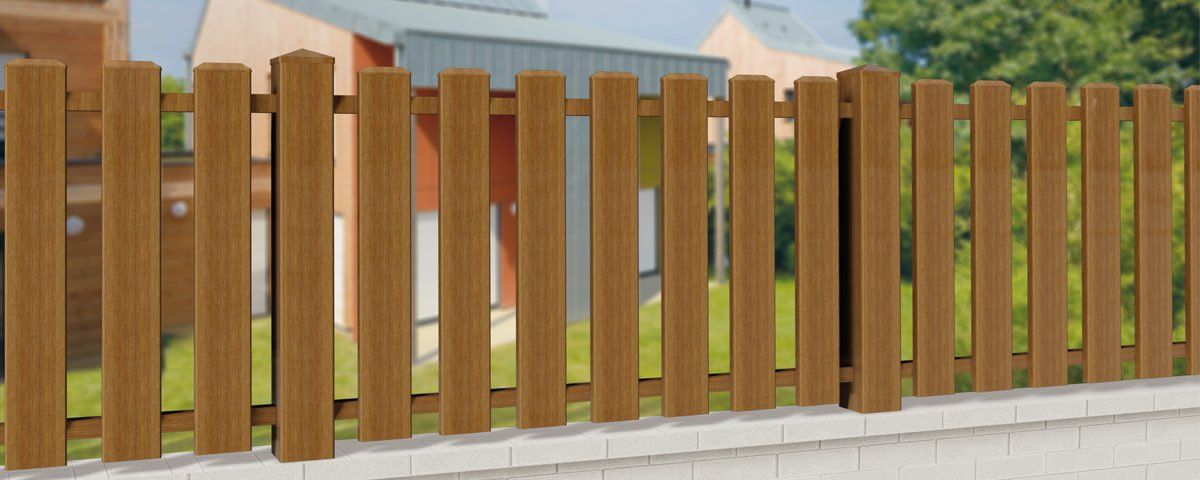 Clôture PVC CL 02 / Type 05 - CG Pro - Traverses inox gainées - Barreaudage vertical par lames PVC 120x28 mm_0