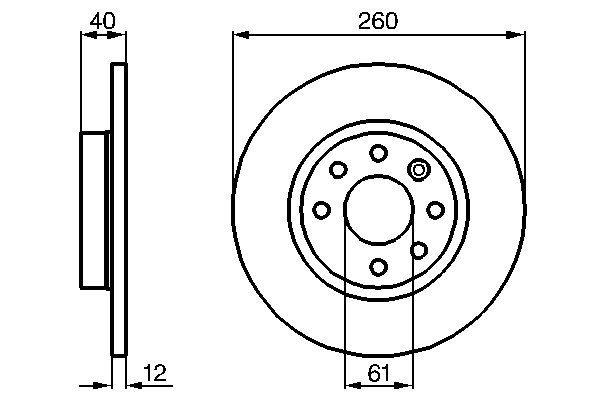 Disque de frein Bosch 0986478386 - boîte de 2 disques pleins - 6 trous - épaisseur 12 mm - montage avant_0
