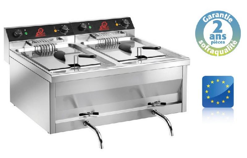 Friteuse professionnelle électrique  à poser - haut rendement et puissante  - 2 x 9 litres alimentation - triphasé ( 400 v ) - 92994_0