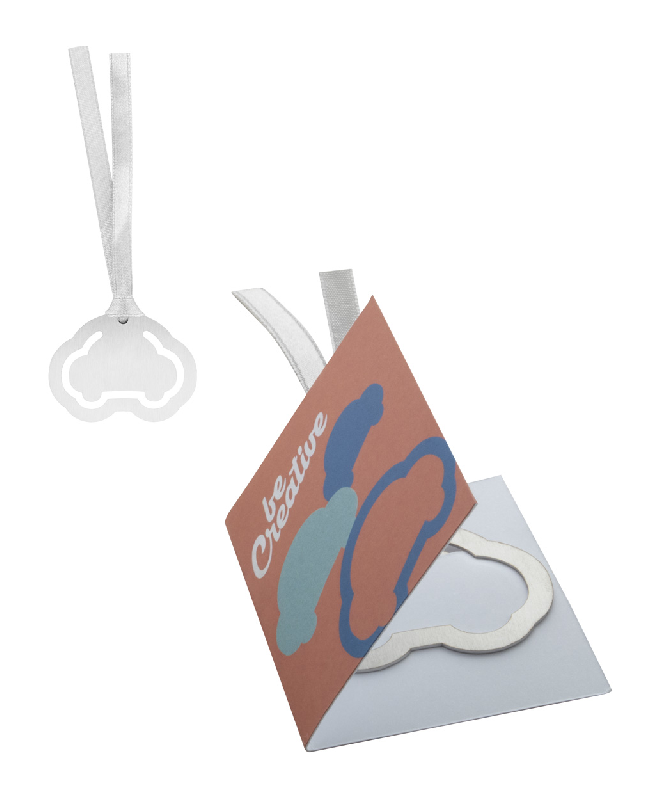 Marque-page en acier inoxydable avec ruban argenté - Carte de vœux sur mesure avec impression numérique_0
