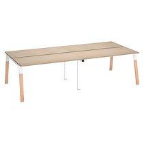 Pôle de 4 bureaux droits L 140 x P 60 cm, piétement bois métal chêne clair - Arch_0