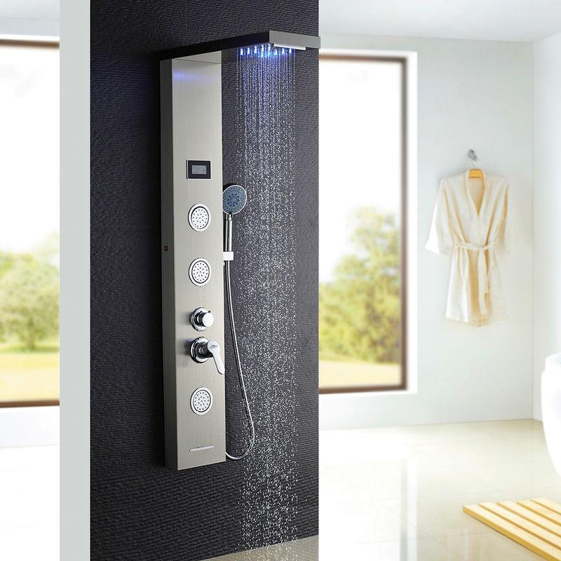 AURALUM PANNEAU DE DOUCHE COLONNE DE DOUCHE HYDROMASSANTE LED LCD