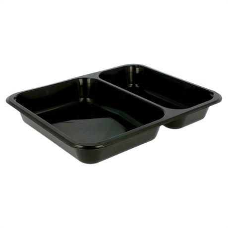 PLATEAU MICRO-ONDABLE 2 COMPARTIMENTS 22.5X17.5X3 CM PP NOIR (VENDU PAR 500)