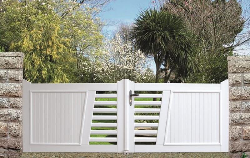 Portail Coulissant PVC Plage Droit Semi Ajouré Horizontal Manuel ou Électrique (Somfy ou Nice) Blanc, Gris, Beige Sur Mesure_0