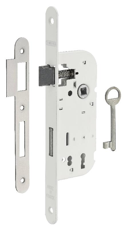 Serrure encastrable pour porte d'intérieur - 1 tour - V/BR - 1 clé - THIRARD - acier embouti_0
