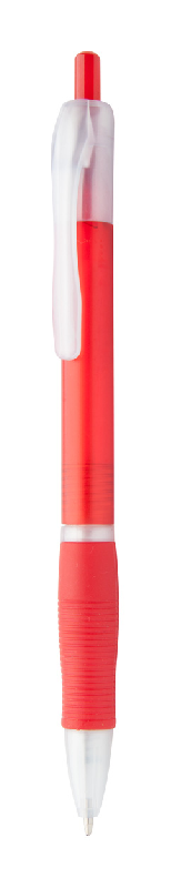 Stylo à bille en plastique - grip en caoutchouc - encre bleue - couleur rouge_0