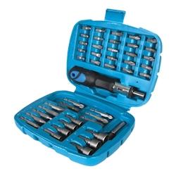 Tournevis à Cliquet avec Douilles et Embouts - Coffret 45 pcs - Outils Pratiques et Polyvalents - Silverline - gris 5055058152862_0
