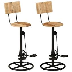 VidaXL Tabourets De Bar Lot De 2 Bois Massif De Manguier - 338218_0