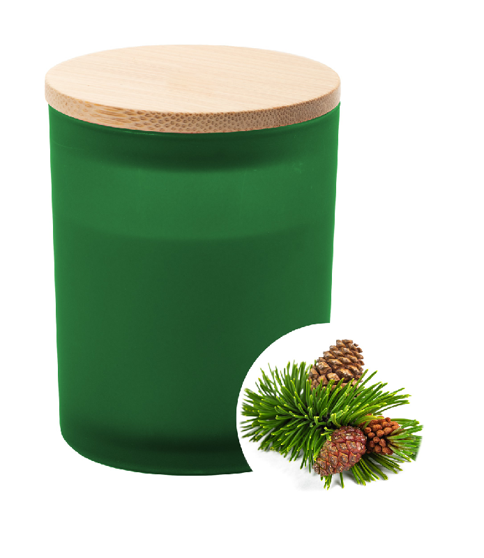 Bougie parfumée en cire végétale - support en verre dépoli avec couvercle en bambou - 120g_0