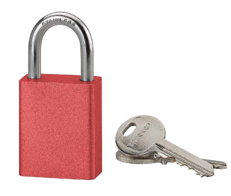 Cadenas à clé Cobble 38 mm rouge - Aluminium massif anodisé - Anse inox - Protection anti-crochetage et anti-perçage - Marque Thirard_0