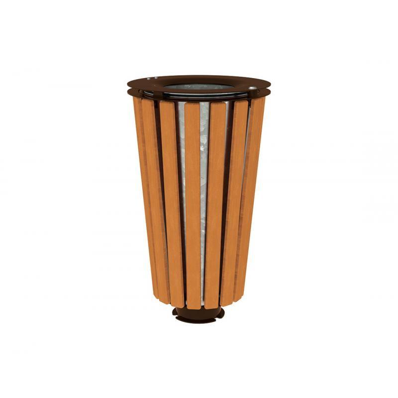 Corbeille publique de ville Lofoten - acier galvanisé et bois exotique - 80 litres_0