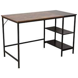 Décoshop26 Bureau table d'ordinateur avec 3 espaces de rangement en métal noir et MDF marron 10_0005523 - marron 3000252688237_0