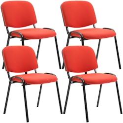 Décoshop26 - Lot de 4 chaises visiteur empilable zone d'attente en tissu rouge piètement à 4 pieds en métal noir 10_0003195 - noir 3000251449617_0