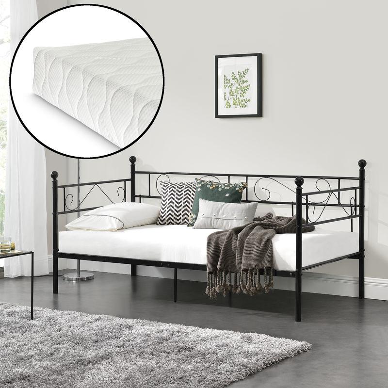 Divan Elegant Canape Convertible En Lit Moderne Confortable Lit Simple Tissu Polyester 215 X 100 X 90 Cm Gris Fonce Comparer Les Prix De Divan Elegant Canape Convertible En Lit Moderne Confortable