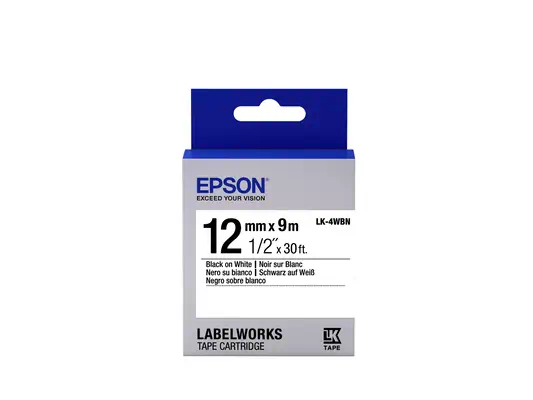 Epson LK-4WBN - Standard - Noir sur Blanc - 12mmx9m_0
