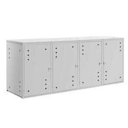 Helloshop26 - Cache-poubelle habillage abri 4 x 240 litres trous d'aération acier inoxydable 201 argent métallisé 14_0008488 - 3000221129723_0