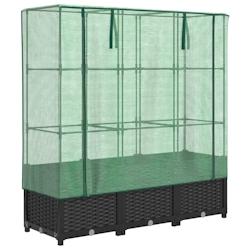 Helloshop26 - Jardinière bac lit surélevé plantes fleurs terrasse jardin surélevée avec housse aspect rotin 120 x 40 x 138 cm noir 02_0038740 - 3_0