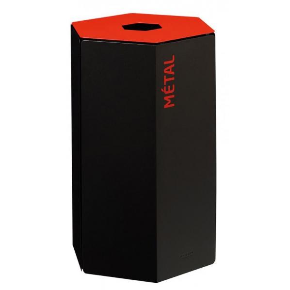 Poubelle de tri sélectif 50L - Hexatri - Couvercle rouge - Avec ou sans serrure - 5 coloris disponibles_0
