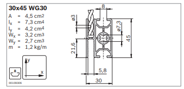 Profilé en aluminium pour grille de protection 30x45 wg30_0