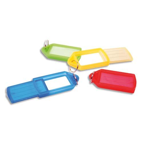 SACHET DE 50 PORTE-CLÉS AVEC ANNEAUX - LONGUEUR 5,7 CM, LARGEUR 3 CM COLORIS ASSORTIS - LOT DE 2