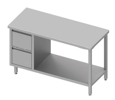 Table de travail inox centrale avec deux tiroirs  à gauche avec étagère 1700x600x900 soudée - 932736170_0