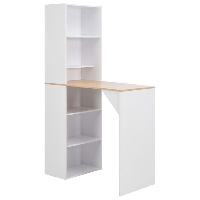 Table haute mange-debout bar bistrot avec armoire - Blanc 200 cm - Référence 0902041_0