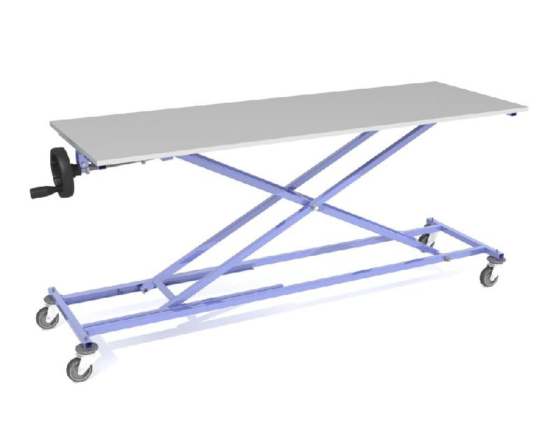Table réglable à manivelle en acier - Plateau inox - Dimensions 2000x700x1000 mm_0