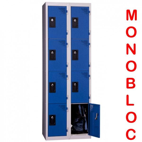 Vestiaire monobloc 2 colonnes de 4 cases Largeur de case : 300 mm_0