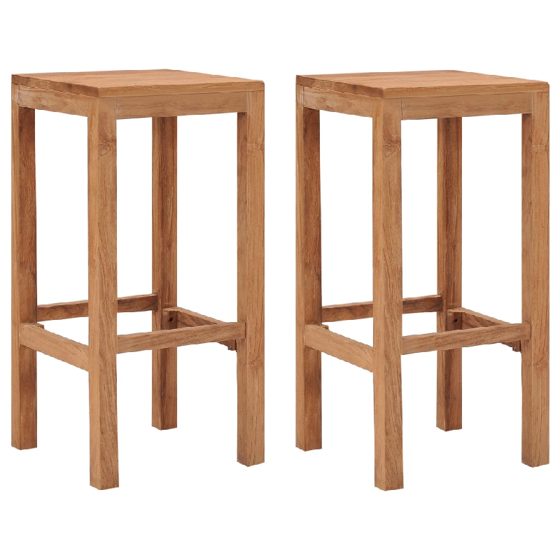 VidaXL Tabourets De Bar Lot De 2 Bois De Teck Massif - 287232_0
