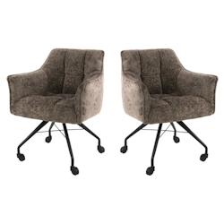 Vivabita Matelpro - Chaise de salle à manger à roulettes en tissu Castille (lot de 2) - Taupe - gris 3665367398831_0