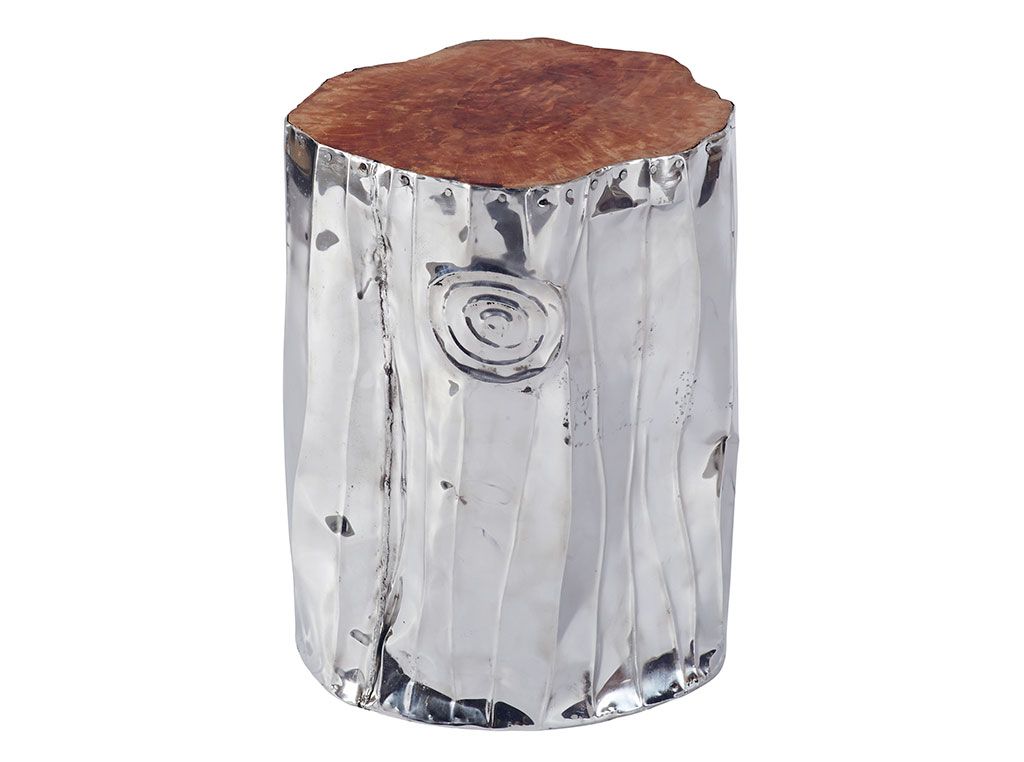 Woodstock - Tabouret de restaurant - Scandiprojects - Teck et aluminium - Ø 35 x H 45 cm - Réf : MXESSTABOU20_0