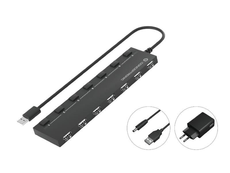 Conceptronic HUBBIES08BP - Hub USB 2.0 - 7 ports - 480 Mbit/s - Noir_0