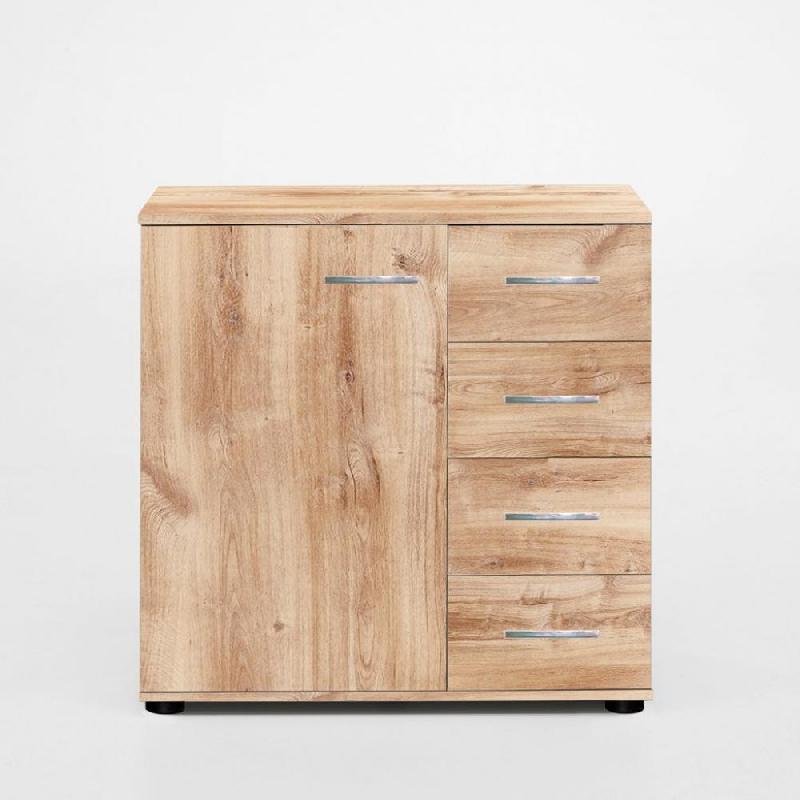 Buffet Caramella 4 tiroirs 1 porte - Design contemporain en chêne poutre_0