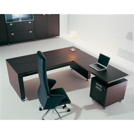 Bureau de direction design PLANO - avec ou sans retour, finition ébénisterie chêne clair ou noyer Moka - Fabricant MACE_0