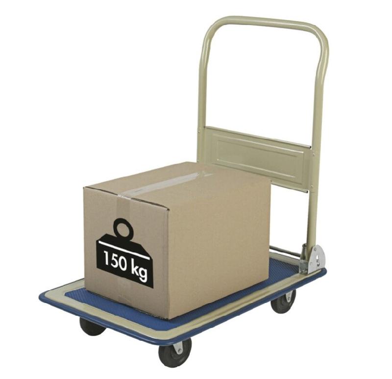 Chariot manuel repliable 150 kg - plateau acier antidérapant - roues silencieuses 100 mm - CENPAC CEN569963_0