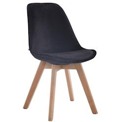 Décoshop26 - Chaise de salle à manger x1  design scandinave en velours noir et piètement à 4 pieds en bois clair 10_0003282 - noir 3000251496000_0