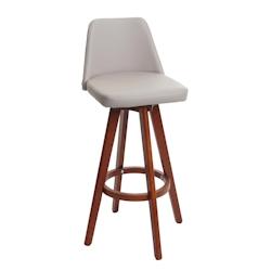 Décoshop26 - Tabouret de bar chaise de comptoir en synthétique taupe pivotant pieds en bois foncé 04_0005279 - 3000128932693_0