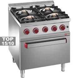 Fourneau 4 feux vifs gaz avec four électrique à convection GN 1/1 - Optima 700 G7/4BFEV7_0