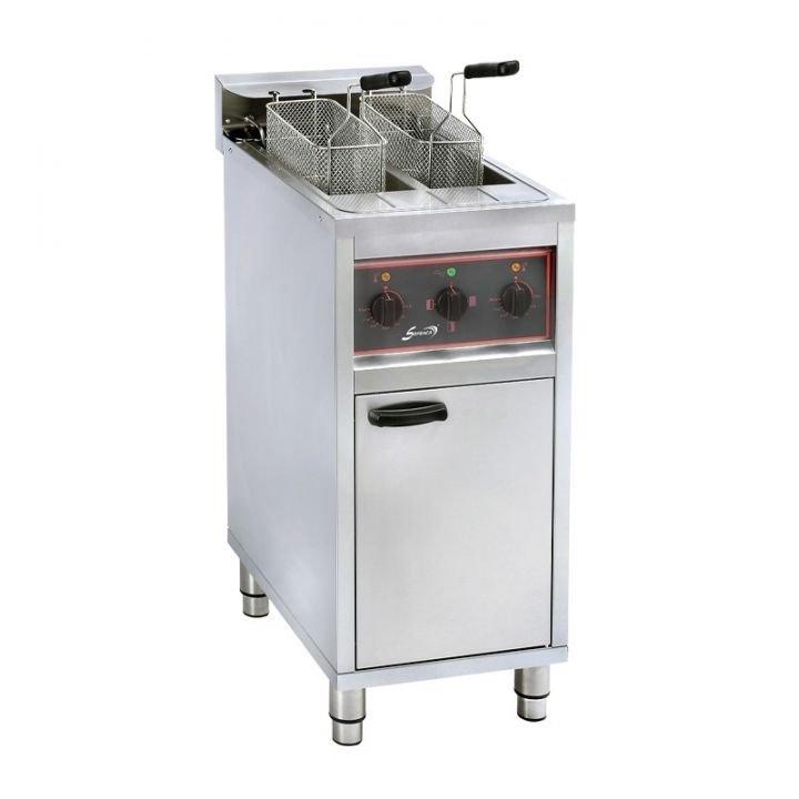 Friteuse double 2 x 10 Litres, 2 x 12 000 W (TRI) super puissante, sur coffre_0