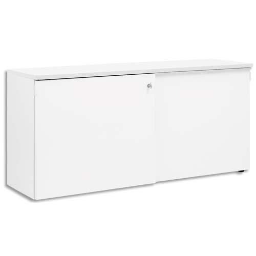 Gautier office crédence 2 portes coulissantes yes façade et dessus blanc - dim. : l160 x h75 x p45 cm_0