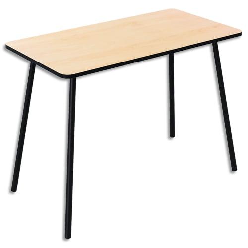 Bureau HOPM 114x60 cm - Plateau 19 mm hêtre, chant noir - Pieds acier finition époxy noir_0